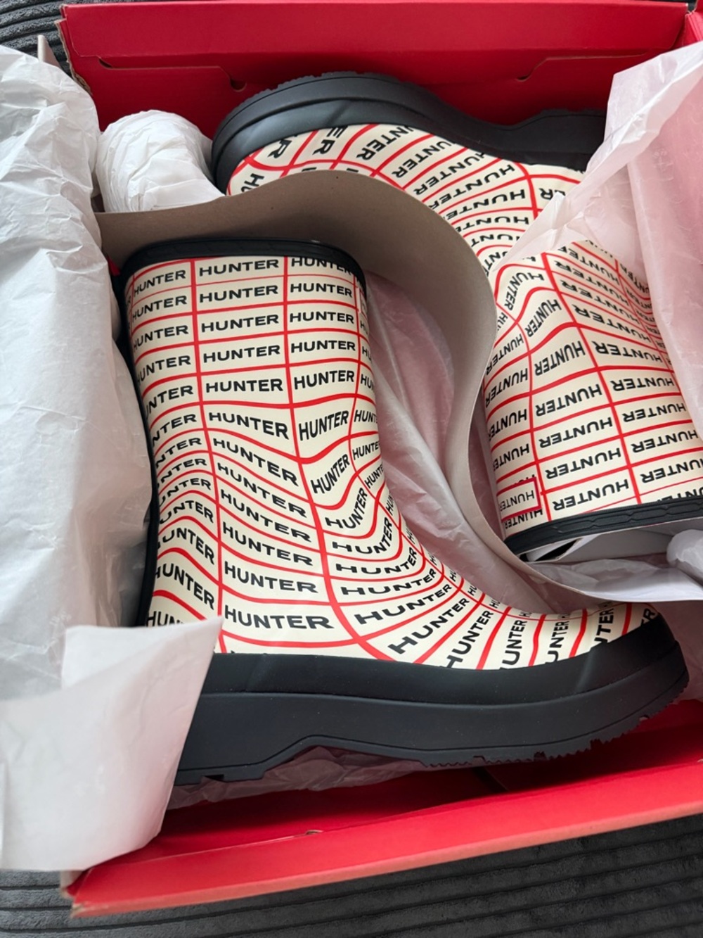 Hunter Womens Play Boot Tall Sonic Logo Print - sz10 - Picture 2 of 4